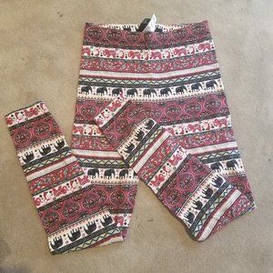 NWOT BOHO ELASTIC WAIST ELEPHANT PRINT LEGGINGS